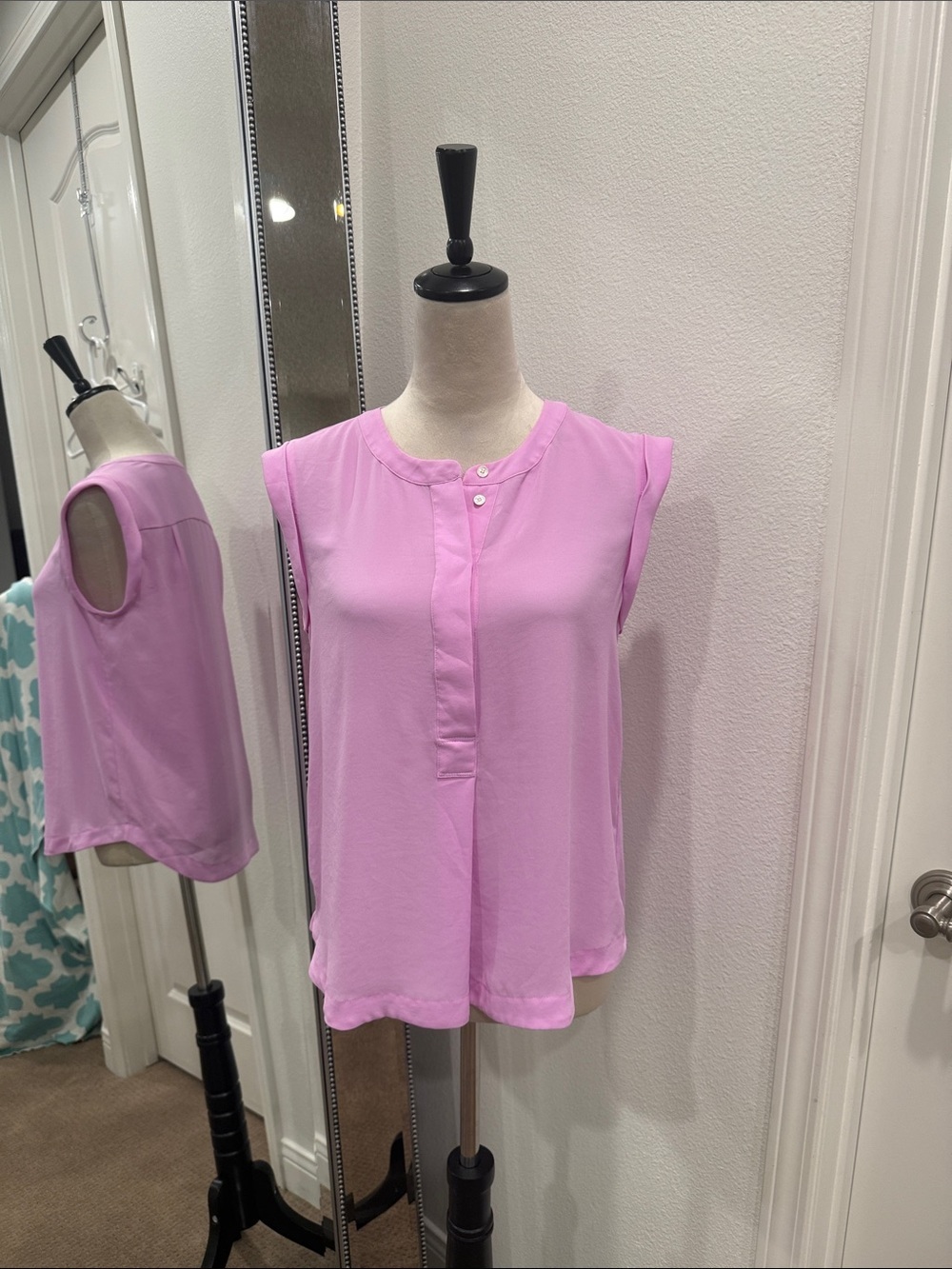 J. Crew Light Pink Sleeveless Henley Blouse
